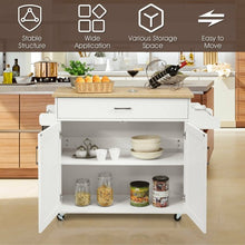 Load image into Gallery viewer, Rolling Kitchen Island Cart with Towel and Spice Rack-White