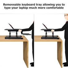 Load image into Gallery viewer, 2-Tier Sit to Stand Desk with Keyboard Tray Deck-Black