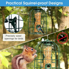 Load image into Gallery viewer, Squirrel-proof Caged Tube Wild Bird Feeder Outdoor Metal Seed Guard Deterrent