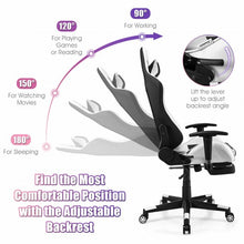 Load image into Gallery viewer, PU Leather Gaming Chair with USB Massage Lumbar Pillow and Footrest-White
