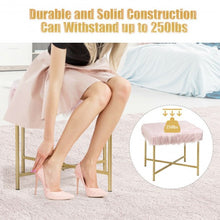 Load image into Gallery viewer, Faux Fur Ottoman Decorative Stool with Metal Legs