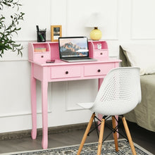 Load image into Gallery viewer, Removable Floating Organizer 2-Tier Mission Home Computer Vanity Desk-Pink