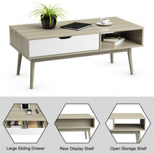 Load image into Gallery viewer, Coffee Cocktail Accent Table with Drawer and Storage Shelf-Gray