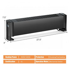 Load image into Gallery viewer, 1000 W Baseboard Hardwire Portable Heater Silent Operation Fast Heating for Home