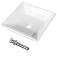 Load image into Gallery viewer, 16" x 16" Square Bathroom Ceramic Vessel Sink with Pop-up Drain