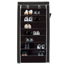 Load image into Gallery viewer, 10 Tier 27 Pair Space Saving Shoe Tower Rack with Fabric Cover-Black