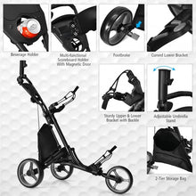 Load image into Gallery viewer, Folding 3 Wheels Golf Push Cart with Bag Scoreboard Adjustable Handle -Gray