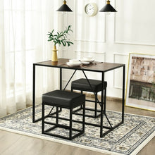 Load image into Gallery viewer, 3 Pcs Dining Set Metal Frame Kitchen Table and 2 Stools-Brown
