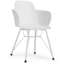 Load image into Gallery viewer, Set of 2 Metal Frame Modern Petal-Shape Plastic Dining Chair-White