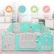 Load image into Gallery viewer, 16-Panel Baby Playpen with Music Box & Basketball Hoop-Gray