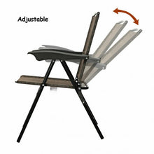 Load image into Gallery viewer, 2 Pcs Folding Sling Chairs with Steel Armrest and Adjustable Back for Patio