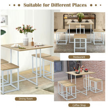 Load image into Gallery viewer, 5 Pcs Metal Frame Dining Set with Compact Dining Table and 4 Stools -Natural