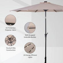 Load image into Gallery viewer, 10FT Patio Solar Umbrella LED Patio Market Steel Tilt W/ Crank Outdoor New-beige