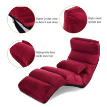 Load image into Gallery viewer, Folding Lazy Sofa Chair Stylish Sofa Couch Beds Lounge Chair W/Pillow-Burgundy