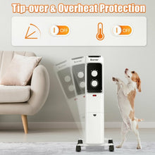 Load image into Gallery viewer, 1500W Oil Filled Portable Radiator Space Heater with Adjustable Thermostat-White