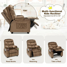 Load image into Gallery viewer, Adjustable Lounge Chair with Footrest and Side Pockets for Children-Brown