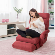 Load image into Gallery viewer, Folding Floor Massage Chair Lazy Sofa with Armrests Pillow-Red