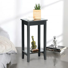 Load image into Gallery viewer, 2-Tier Nightstand End Side Wooden Legs Table for Bedroom-Black