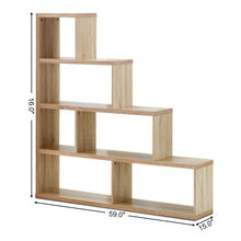Load image into Gallery viewer, 6 Cubes Ladder Shelf Corner Bookshelf Storage Bookcase-Natural