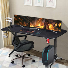 Load image into Gallery viewer, 63 inch Height Adjustable Gaming Desk with Mouse Pad and USB Gaming Handle Rack