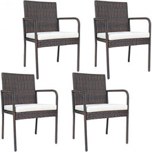Load image into Gallery viewer, 4 PCS Outdoor Patio Rattan Dining Chairs Cushioned Sofa