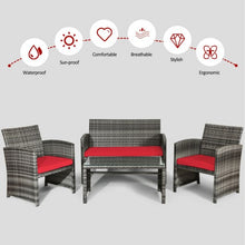 Load image into Gallery viewer, 4PCS Patio Rattan Furniture Set-Red