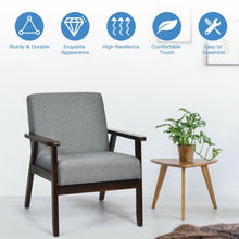 Load image into Gallery viewer, Solid Rubber Wood Fabric Accent Armchair-Gray