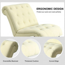 Load image into Gallery viewer, Upholstered Tufted Lounge Chair with Wood Leg-Beige