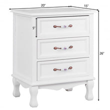 Load image into Gallery viewer, Storage Solid Wood End Nightstand w/ 3 Drawers -White