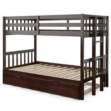 Load image into Gallery viewer, Twin Pull-Out Bunk Bed with Trundle Wooden Ladder-Espresso