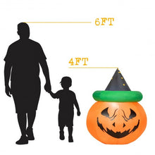Load image into Gallery viewer, 4 Ft Halloween Inflatable LED Pumpkin with Witch Hat