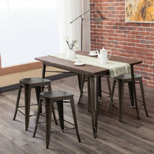 Load image into Gallery viewer, Set of 4 Rustic Metal Wood Bar Chairs with Seat-Gun