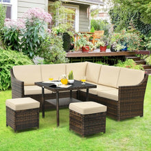 Load image into Gallery viewer, 6 Pcs Patio Rattan Dining Sofa Funiture Set