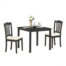 Load image into Gallery viewer, 3 Pieces Dining Set Square Table with 2 Padded Wooden Chairs