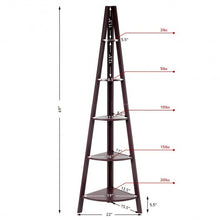Load image into Gallery viewer, 5 Tier Floor Corner Stand Ladder Shelves Bookshelf-Brown