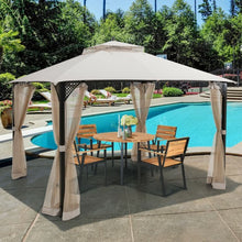 Load image into Gallery viewer, 12" x 10" Outdoor Double Top Patio Gazebo-Beige