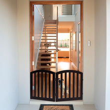 Load image into Gallery viewer, 24" Configurable Folding Standing 2 Panel Wood Pet Fence-Brown-A
