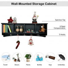 Load image into Gallery viewer, Hanging Entryway Shelf Coat Rack Wall Mounted Storage Cabinets-Black