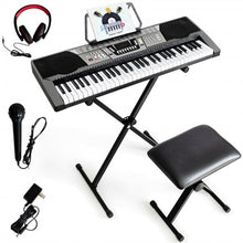 Load image into Gallery viewer, 61 Key Electronic Keyboard Piano Set with Stand Bench Headphones