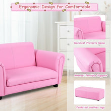 Load image into Gallery viewer, Soft Kids Double Sofa with Ottoman-Pink