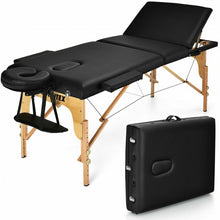 Load image into Gallery viewer, 3 Fold 84" L Portable Adjustable Massage Table with Carry Case-Black