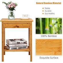 Load image into Gallery viewer, Multipurpose Bamboo End Table with Drawer & Storage Shelf for Living Room-NA