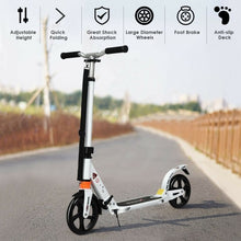 Load image into Gallery viewer, Folding Aluminium Adjustable Kick Scooter with Shoulder Strap-White