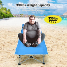Load image into Gallery viewer, Folding Camping Cot with Side Storage Pocket Detachable Headrest-Blue