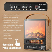 Load image into Gallery viewer, 1500W Electric Fireplace Tabletop Portable Space Heater w/3D Flame Effect-NA