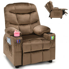 Load image into Gallery viewer, Adjustable Lounge Chair with Footrest and Side Pockets for Children-Brown