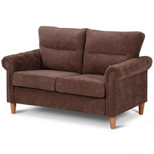 Load image into Gallery viewer, Modern Upholstered 2-Seater Nailhead Linen Fabric Sofa-Brown