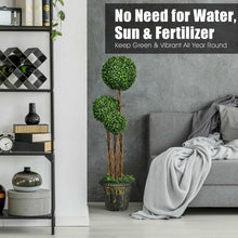 Load image into Gallery viewer, 4' Artificial UV Resistant Topiary Triple Ball Tree Plant