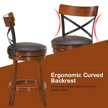 Load image into Gallery viewer, Set of 2 Bar Stools 360-Degree Swivel Dining Bar Chairs with Rubber Wood Legs-25 inch