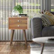 Load image into Gallery viewer, Wooden Nightstand Mid-Century End Side Table with 2 Storage Drawers-Natural